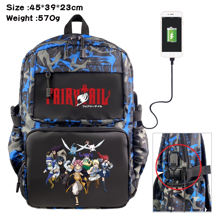 Fairy tail Anime waterproof nylon material camouflage backpack school bag 45X39X23CM