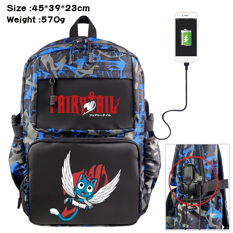 Fairy tail Anime waterproof nylon material camouflage backpack school bag 45X39X23CM