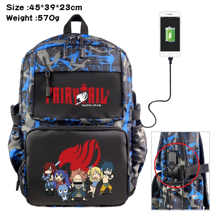 Fairy tail Anime waterproof nylon material camouflage backpack school bag 45X39X23CM