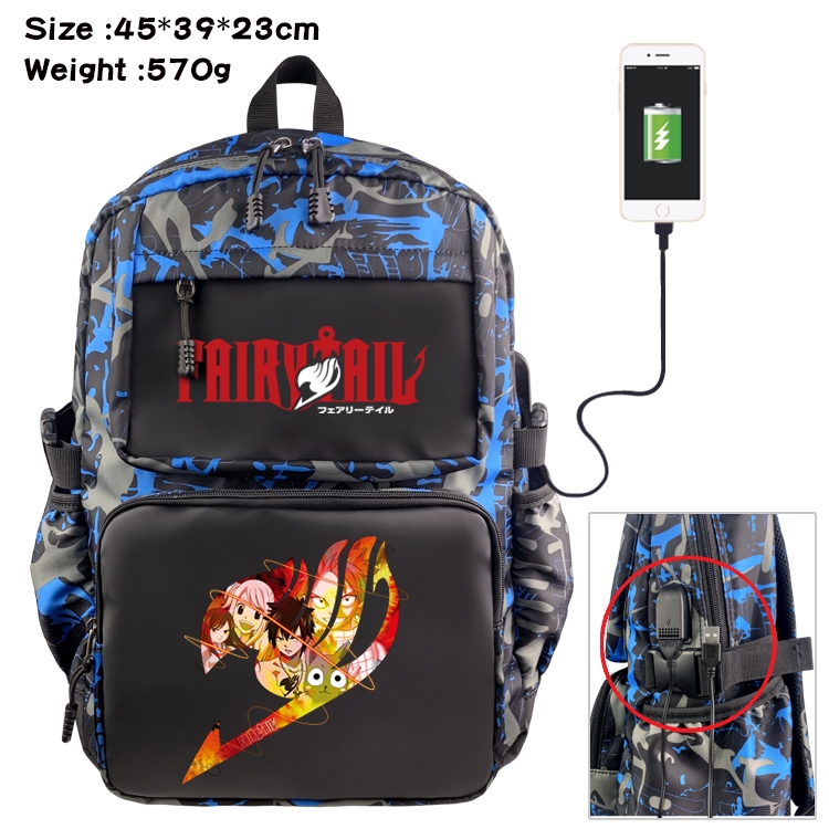 Fairy tail Anime waterproof nylon material camouflage backpack school bag 45X39X23CM