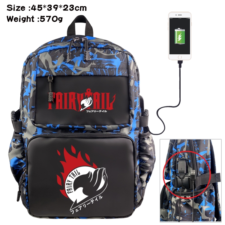 Fairy tail Anime waterproof nylon material camouflage backpack school bag 45X39X23CM