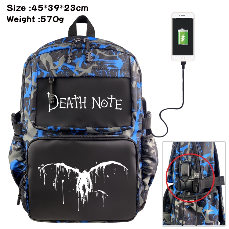 Death note Anime waterproof nylon material camouflage backpack school bag 45X39X23CM