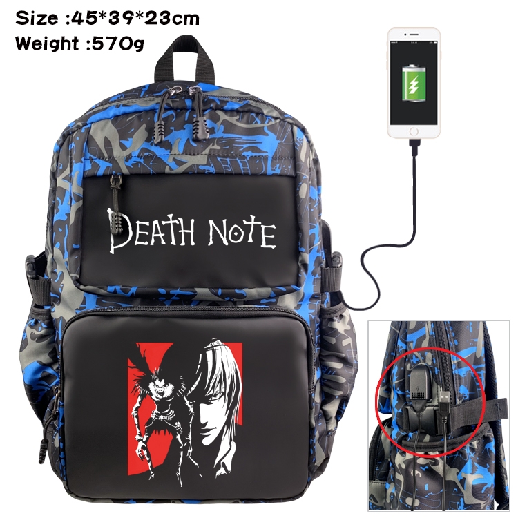 Death note Anime waterproof nylon material camouflage backpack school bag 45X39X23CM