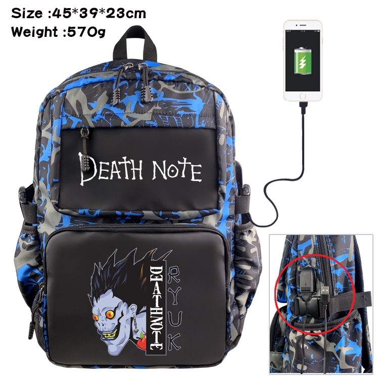 Death note Anime waterproof nylon material camouflage backpack school bag 45X39X23CM