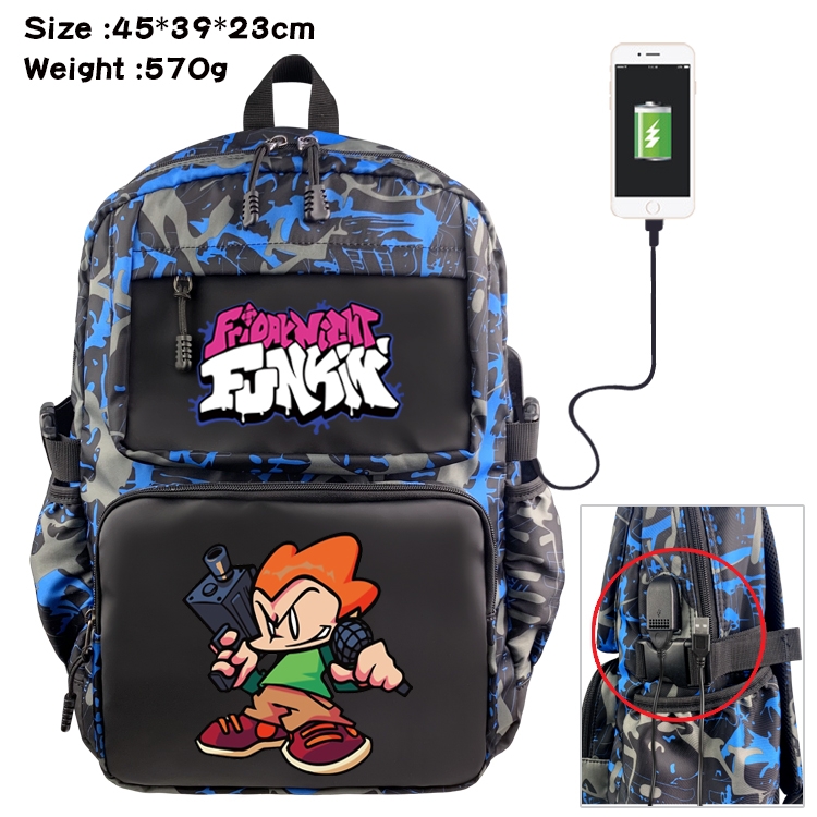 Friday Night Funkin Anime waterproof nylon material camouflage backpack school bag 45X39X23CM