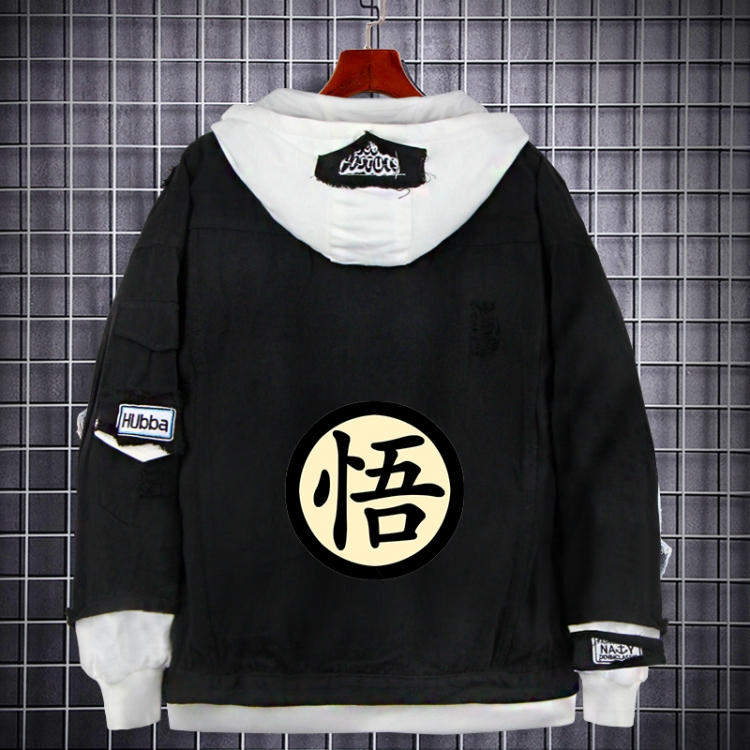 DRAGON BALL Anime Loose Hooded Fake Two Denim Jackets from S to 5XL