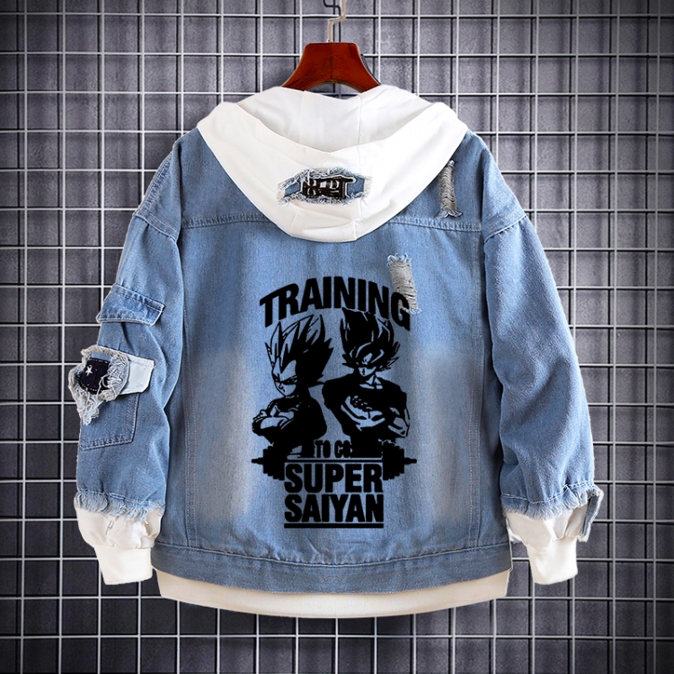 DRAGON BALL Anime Loose Hooded Fake Two Denim Jackets from S to 5XL