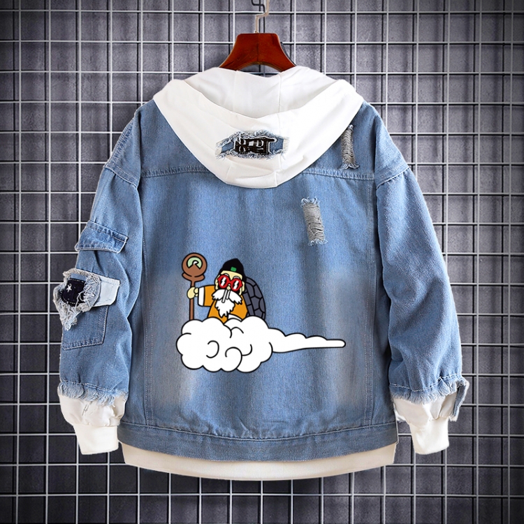 DRAGON BALL Anime Loose Hooded Fake Two Denim Jackets from S to 5XL