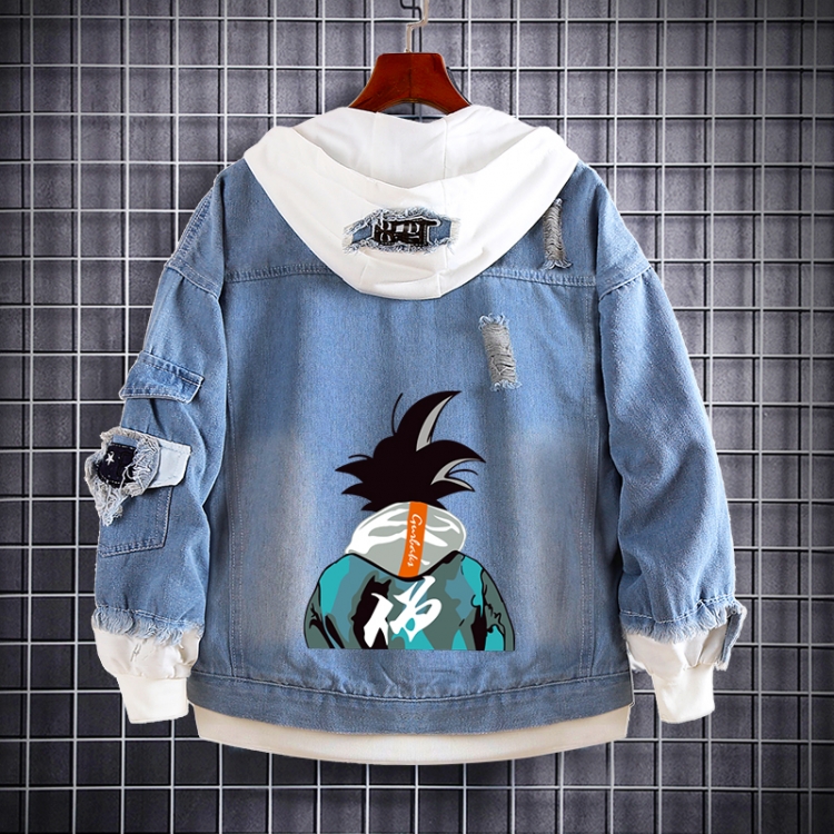 DRAGON BALL Anime Loose Hooded Fake Two Denim Jackets from S to 5XL