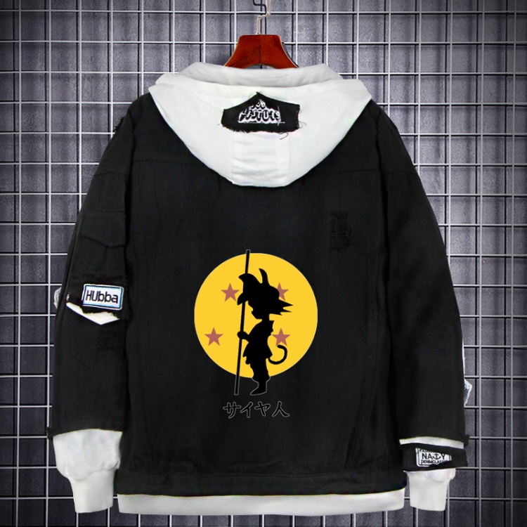 DRAGON BALL Anime Loose Hooded Fake Two Denim Jackets from S to 5XL