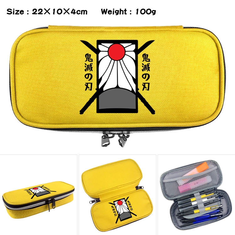 Demon Slayer Kimets Anime Waterproof canvas zipper clamshell pencil case pencil case  22x10x4cm