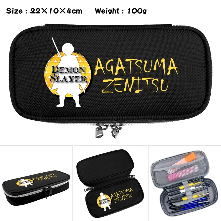 Demon Slayer Kimets Anime Waterproof canvas zipper clamshell pencil case pencil case  22x10x4cm