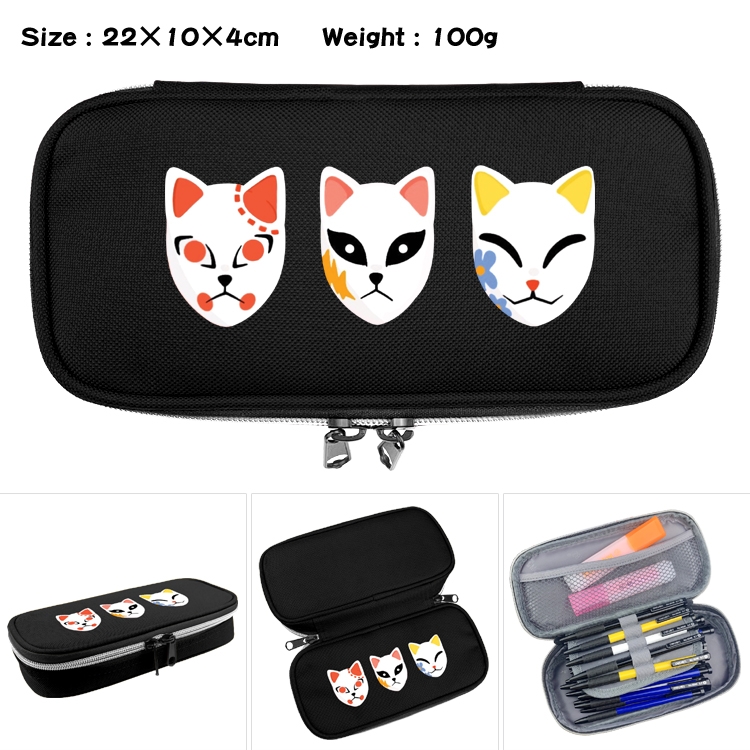 Demon Slayer Kimets Anime Waterproof canvas zipper clamshell pencil case pencil case  22x10x4cm