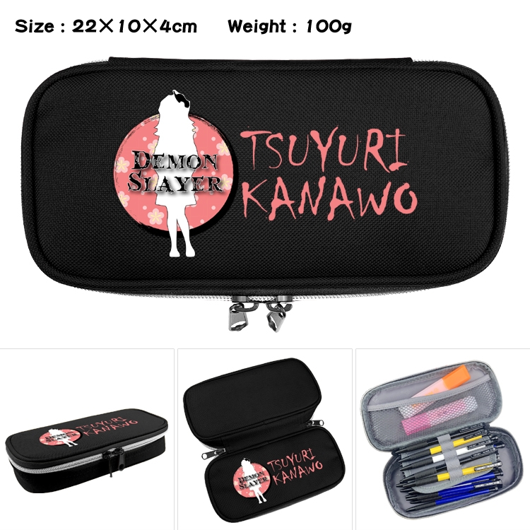 Demon Slayer Kimets Anime Waterproof canvas zipper clamshell pencil case pencil case  22x10x4cm