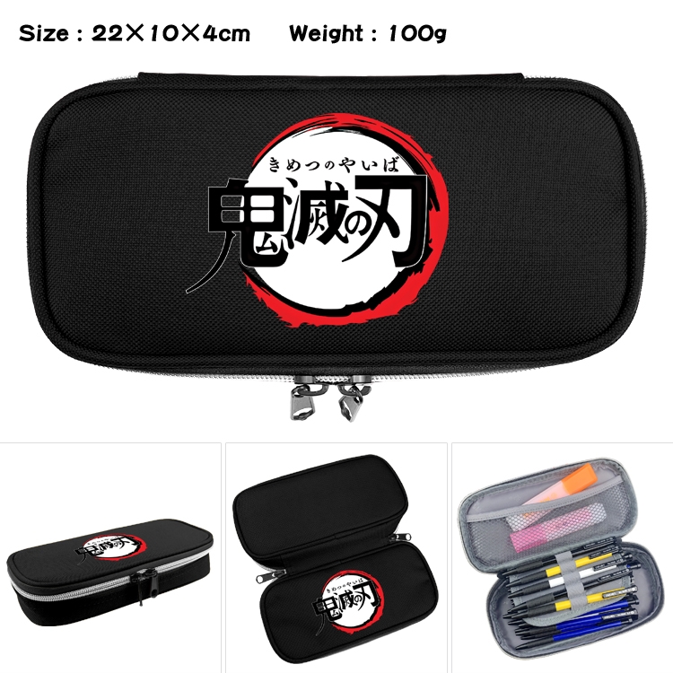 Demon Slayer Kimets Anime Waterproof canvas zipper clamshell pencil case pencil case  22x10x4cm