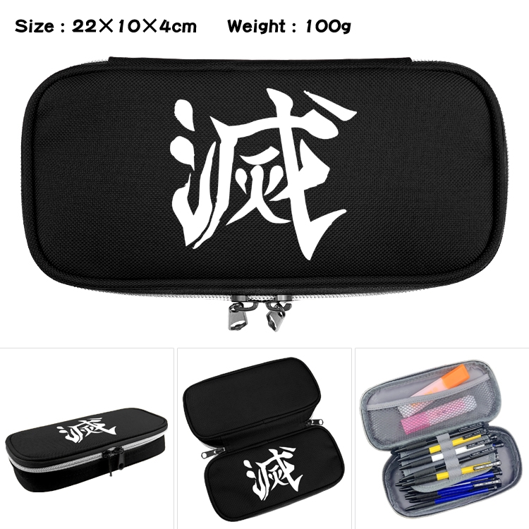 Demon Slayer Kimets Anime Waterproof canvas zipper clamshell pencil case pencil case  22x10x4cm