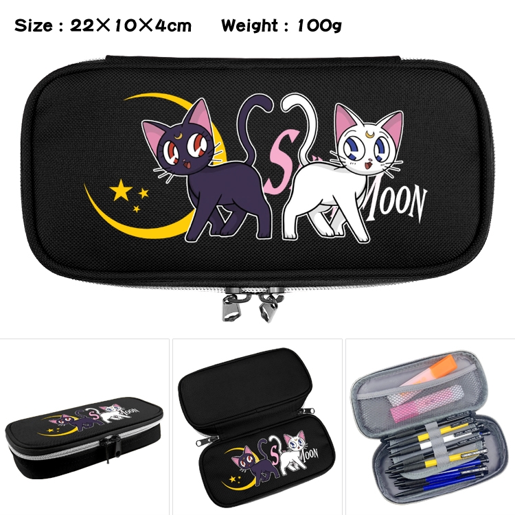 sailormoon Anime Waterproof canvas zipper clamshell pencil case pencil case  22x10x4cm