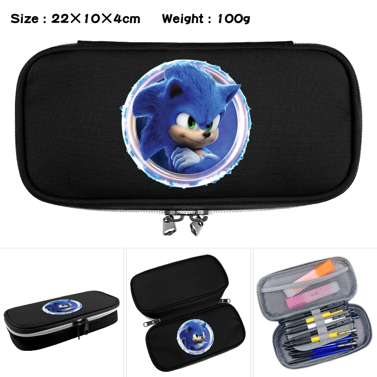 Sonic the Hedgehog  Anime Waterproof canvas zipper clamshell pencil case pencil case 22x10x4cm