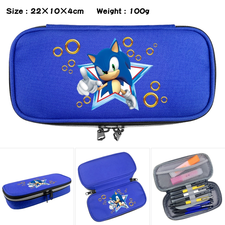 Sonic the Hedgehog  Anime Waterproof canvas zipper clamshell pencil case pencil case 22x10x4cm