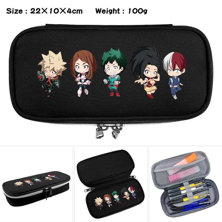 My Hero Academia Anime Waterproof canvas zipper clamshell pencil case pencil case 22x10x4cm