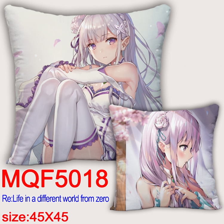 Re:Zero kara Hajimeru Isekai Seikatsu Square double-sided full-color pillow cushion 45X45CM NO FILLING  MQF 5018