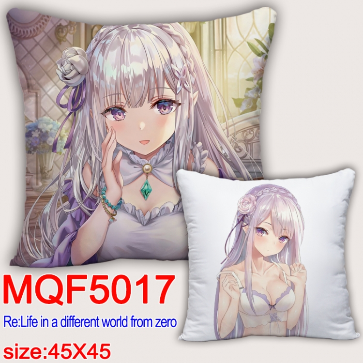 Re:Zero kara Hajimeru Isekai Seikatsu Square double-sided full-color pillow cushion 45X45CM NO FILLING  MQF 5017
