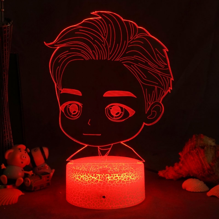 BTS 3D night light USB touch switch colorful acrylic table lamp 1356 BLACK BASE