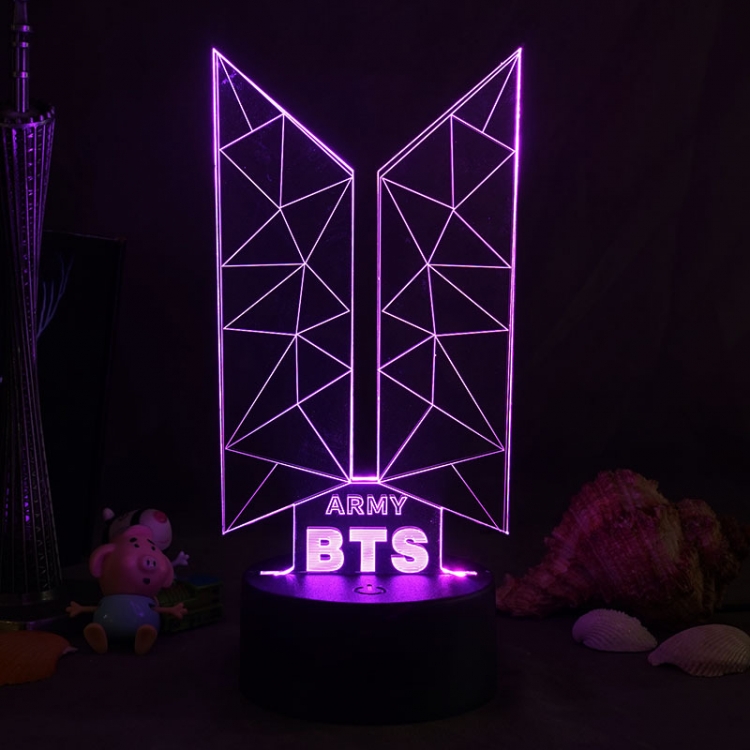 BTS 3D night light USB touch switch colorful acrylic table lamp 2477