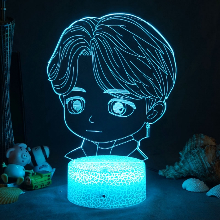 BTS 3D night light USB touch switch colorful acrylic table lamp 1354 BLACK BASE