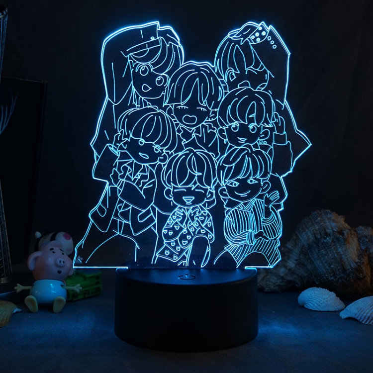 BTS 3D night light USB touch switch colorful acrylic table lamp 1478