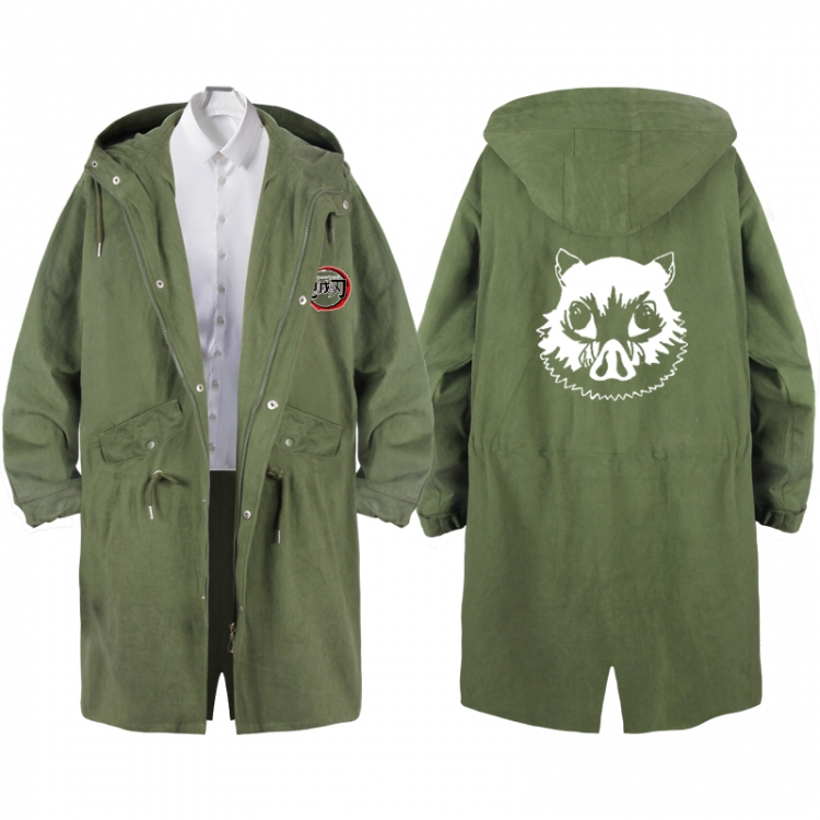 Demon Slayer Kimets  Anime Peripheral Hooded Long Windbreaker Jacket from S to 3XL