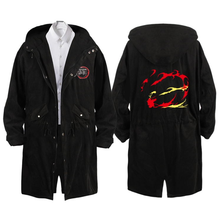 Demon Slayer Kimets  Anime Peripheral Hooded Long Windbreaker Jacket from S to 3XL