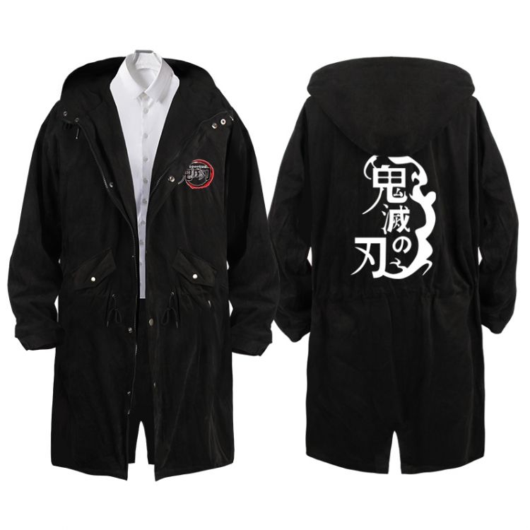 Demon Slayer Kimets  Anime Peripheral Hooded Long Windbreaker Jacket from S to 3XL