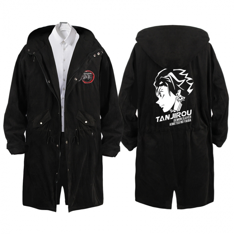 Demon Slayer Kimets  Anime Peripheral Hooded Long Windbreaker Jacket from S to 3XL