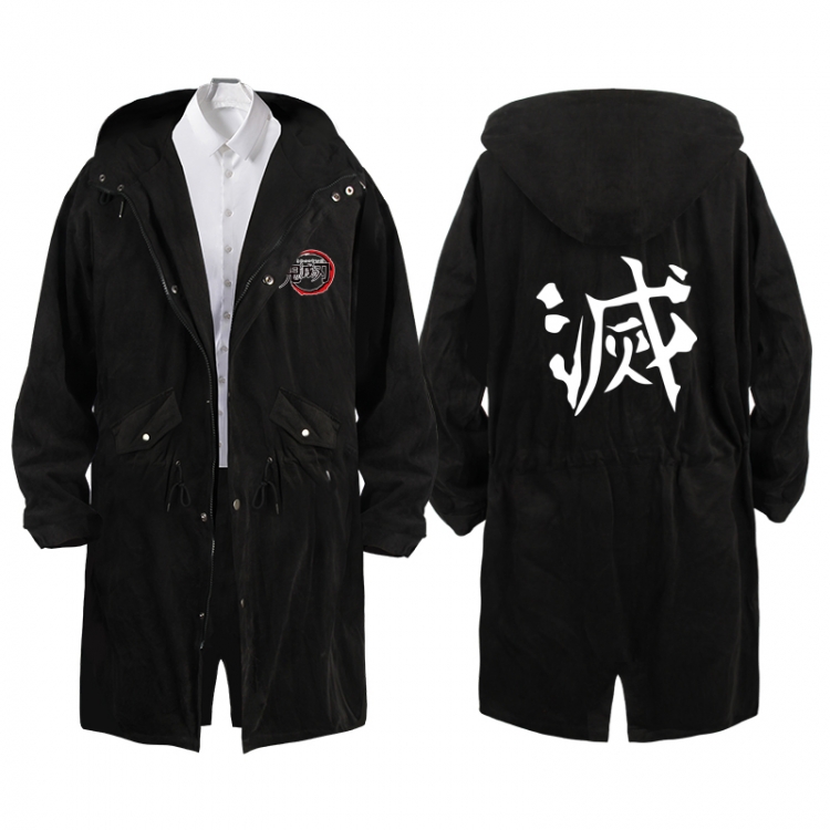 Demon Slayer Kimets  Anime Peripheral Hooded Long Windbreaker Jacket from S to 3XL