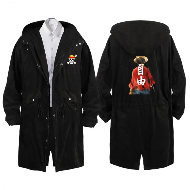 One Piece Anime Peripheral Hooded Long Windbreaker Jacket from S to 3XL