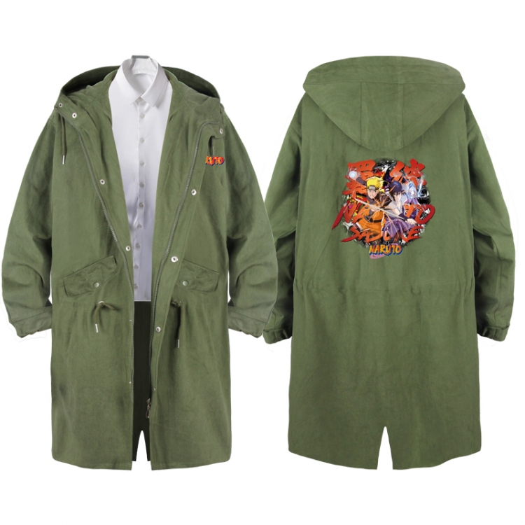  NarutoAnime Peripheral Hooded Long Windbreaker Jacket from S to 3XL