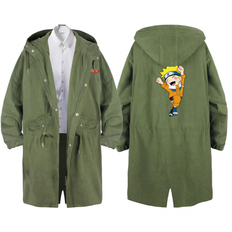  NarutoAnime Peripheral Hooded Long Windbreaker Jacket from S to 3XL