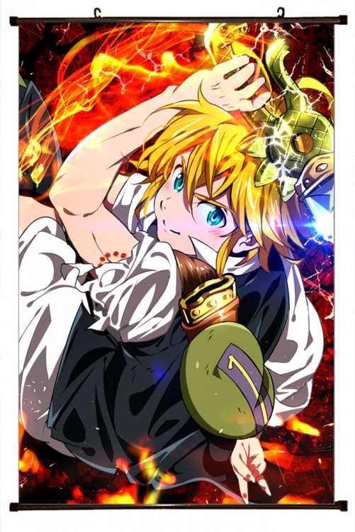 The Seven Deadly Sins Anime black Plastic rod Cloth painting Wall Scroll 60X90CM N1-100