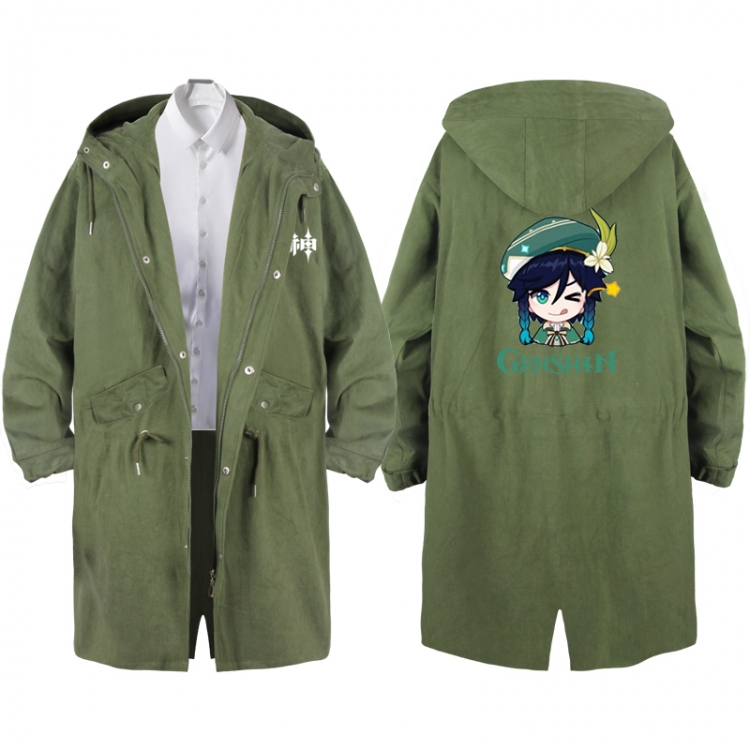 Genshin Impact  Anime Peripheral Hooded Long Windbreaker Jacket from S to 3XL
