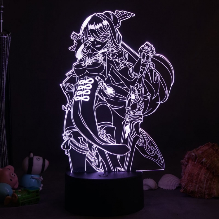 Genshin Impact  3D night light USB touch switch colorful acrylic table lamp BLACK BASE 2050