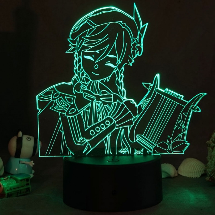 Genshin Impact  3D night light USB touch switch colorful acrylic table lamp BLACK BASE 2050-2
