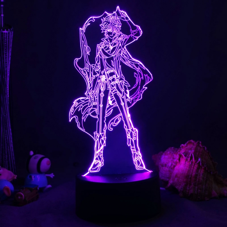 Genshin Impact  3D night light USB touch switch colorful acrylic table lamp BLACK BASE  1578