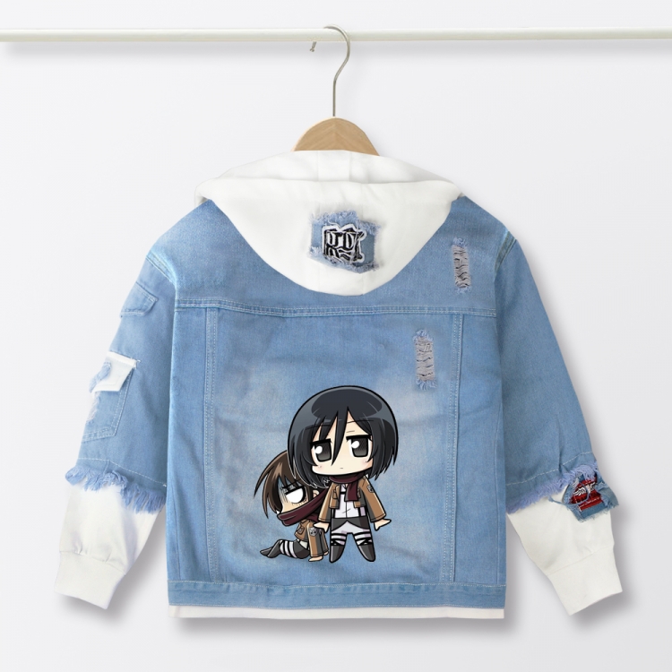 Shingeki no Kyojin Anime children's denim hooded sweater denim jacket  from 110 to 150 for children