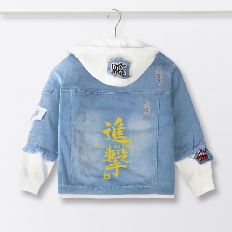  Shingeki no Kyojin Anime children's denim hooded sweater denim jacket  from 110 to 150 for children