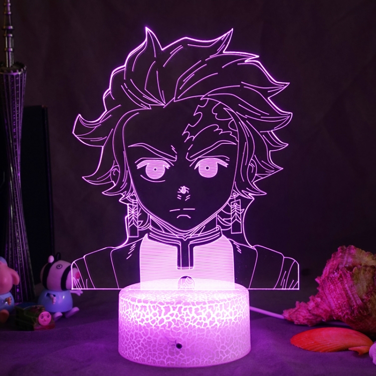 Demon Slayer Kimets 3D night light USB touch switch colorful acrylic table lamp BLACK BASE