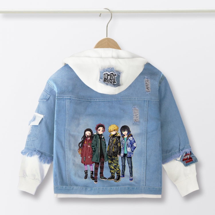Demon Slayer Kimets Anime children's denim hooded sweater denim jacket  from 110 to 150 for children