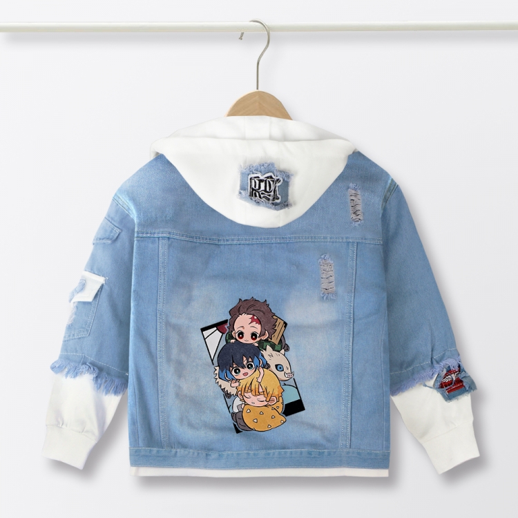 Demon Slayer Kimets Anime children's denim hooded sweater denim jacket  from 110 to 150 for children