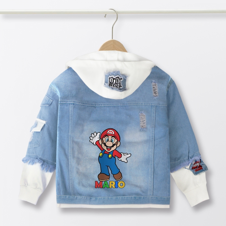 Super Mario Anime children's denim hooded sweater denim jacket  from 110 to 150 for children