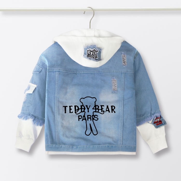 Little bear Cartoon children's denim hooded sweater denim jacket  from 110 to 150 for children